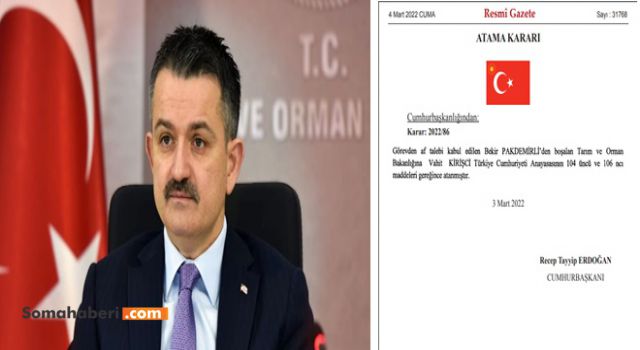 Tarım ve Orman Bakanı Bekir Pakdemirli istifa etti