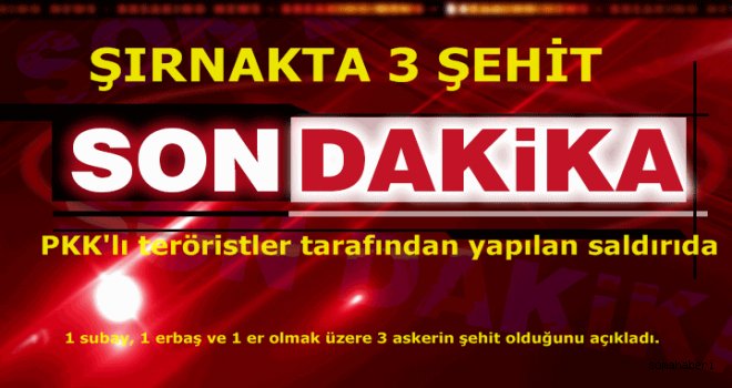 Şırnak'ta askere ateş açıldı: 3 şehit